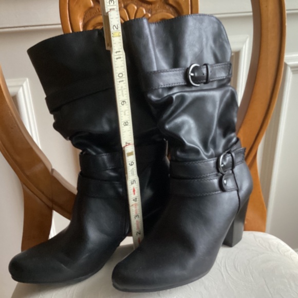NWT Black boots with 3 inch heels mid calf side zipper - Picture 6 of 8